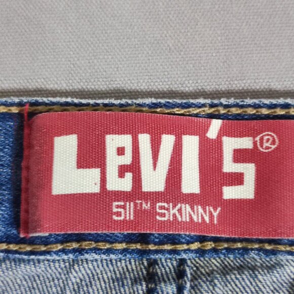 Levi's 511 jeans men's size W28XL28 medium washed blue slim fit straight jeans - Picture 7 of 16